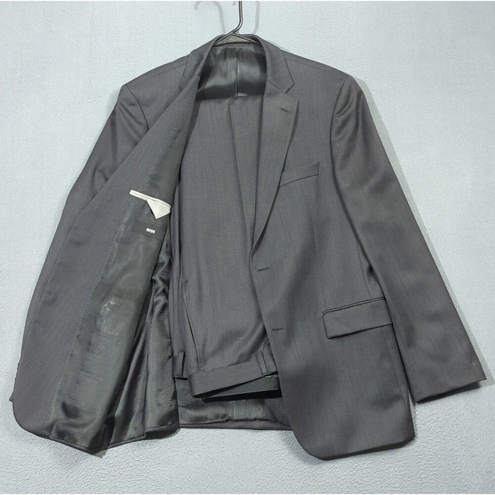 Hugo Boss Suit Men's 42L Charcoal Gray 2 Piece Wool Super 100 Pasolini2/Movie2